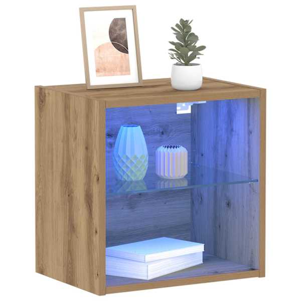 LED-valgustusega rippriiul Pruun 40 × 28,5 × 40 cm Tehispuit