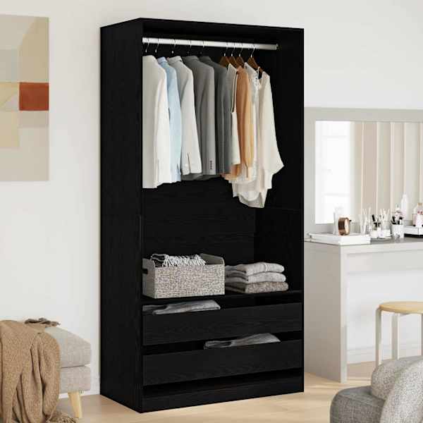 Garderoobikapp Must tamm 100 × 50 × 200 cm Tehispuit