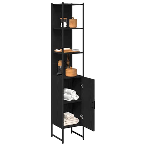 Vannitoa kapp Must tamm 33 × 33 × 185,5 cm Tehispuit