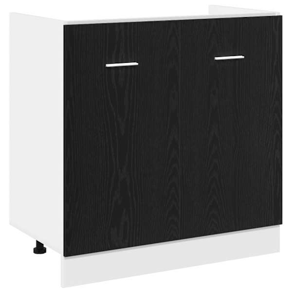 Valamu alumine kapp must tamm 80 × 46 × 81,5 cm töödeldud puit