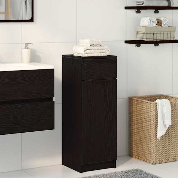 Vannitoa kapp sahtliga Must tamm 32 × 34 × 90 cm Tehispuit