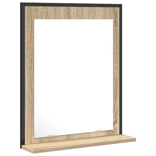 Vannitoa peegel riiuliga ladustamisega Must 50 × 12 × 60 cm