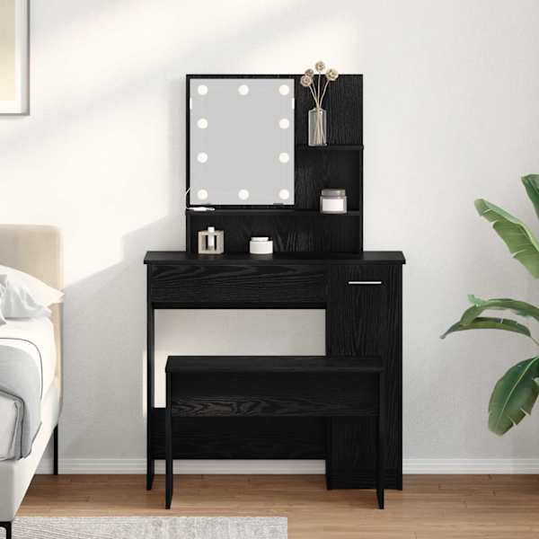 LED Meigilaudade Komplekt 2 tk Must tamm 86,5 × 35 × 136 cm