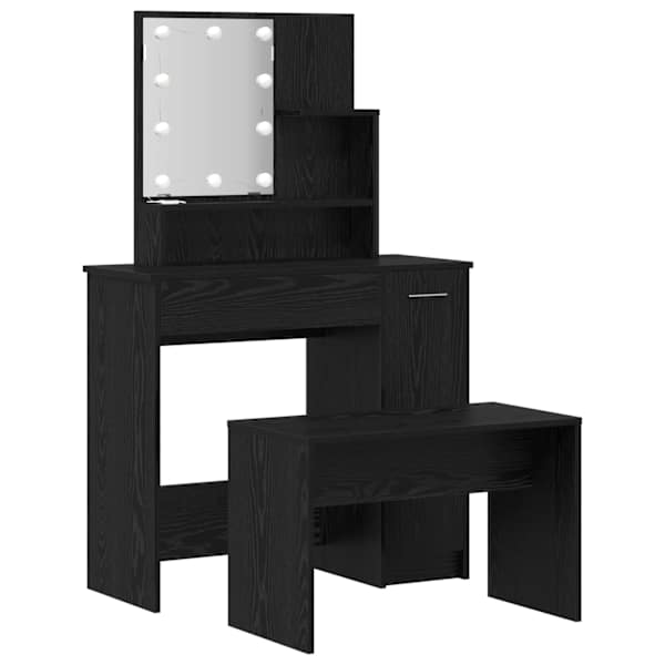 LED Meigilaudade Komplekt 2 tk Must tamm 86,5 × 35 × 136 cm