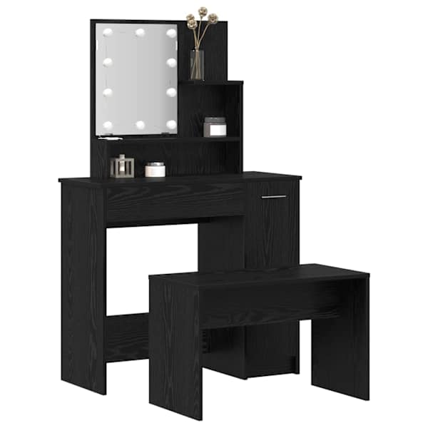 LED Meigilaudade Komplekt 2 tk Must tamm 86,5 × 35 × 136 cm
