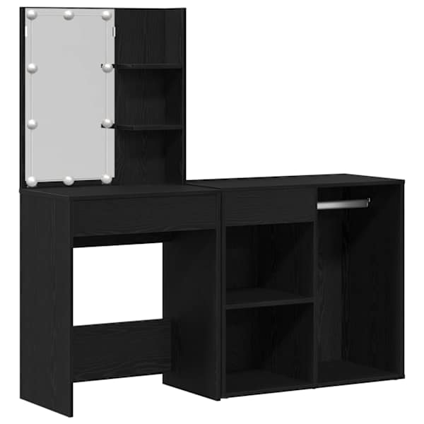 LED Meigilaudade Komplekt Must tamm 140 × 40 × 140 cm Tehispuit