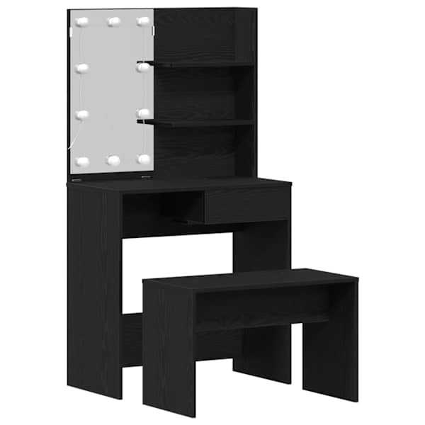 LED Meigilaudade Komplekt 2 tk Must tamm 74,5 × 40 × 141 cm