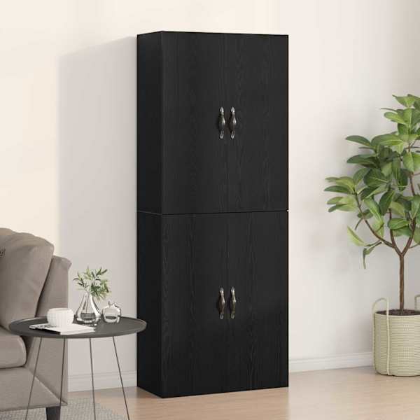 Seinale kinnitatav kapp 2 tk Must tamm 69,5 × 34 × 90 cm