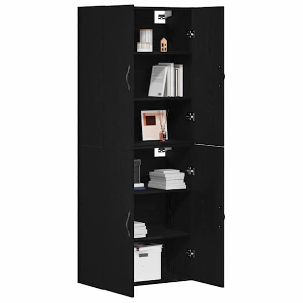 Seinale kinnitatav kapp 2 tk Must tamm 69,5 × 34 × 90 cm