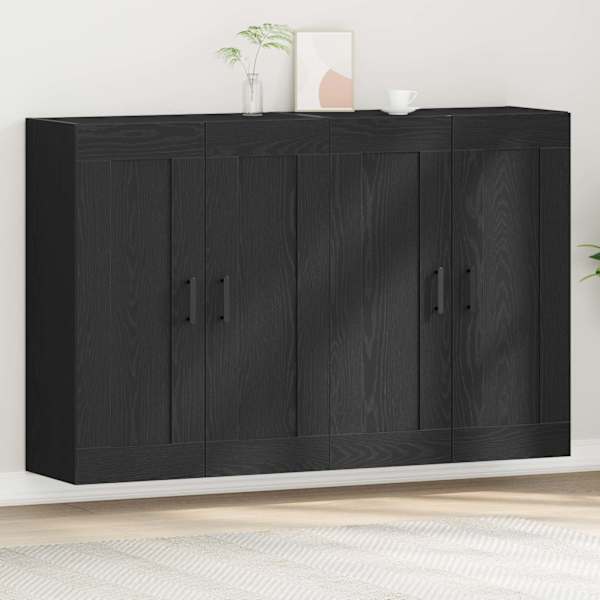Seinale kinnitatav kapp 2 tk Must tamm 69,5 × 34 × 90 cm