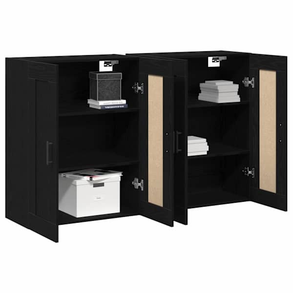 Seinale kinnitatav kapp 2 tk Must tamm 69,5 × 34 × 90 cm