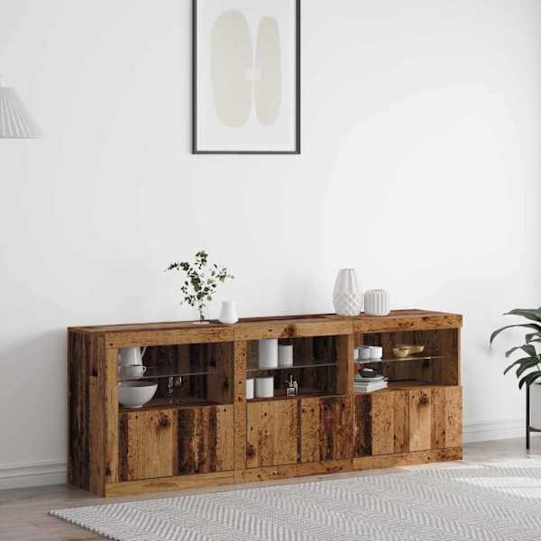 LED Kummuti Vana puit 181 × 37 × 67 cm Tehispuit