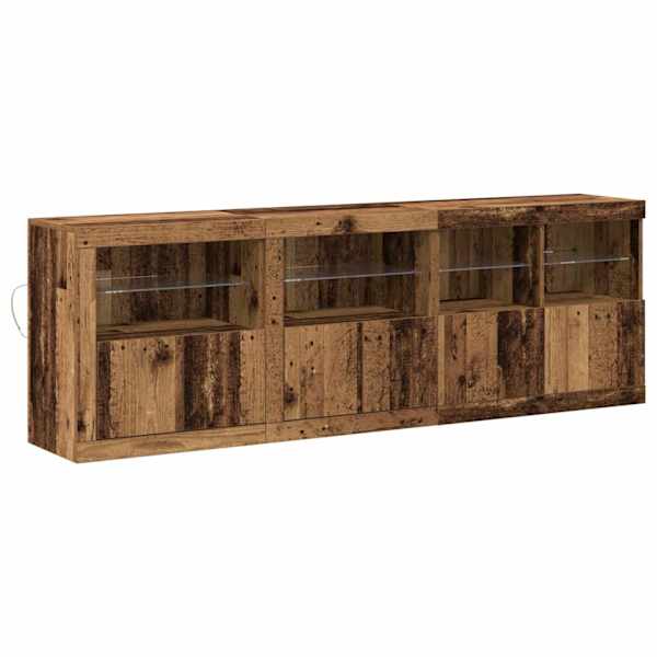 LED Kummuti Vana puit 202 × 37 × 67 cm Tehispuit