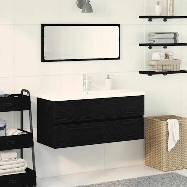Vannitoa kraanikausi kapp Must tamm 100 × 39 × 62 cm Tehispuit