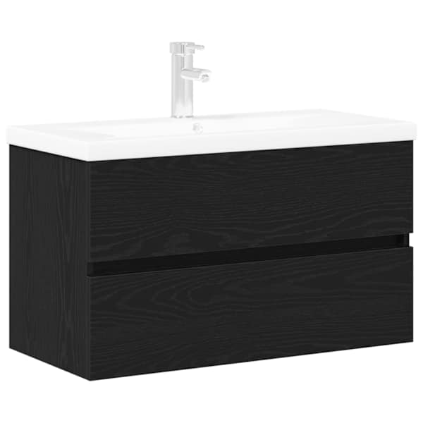 Vannitoa kraanikausi kapp Must tamm 80 × 39 × 62 cm Tehispuit