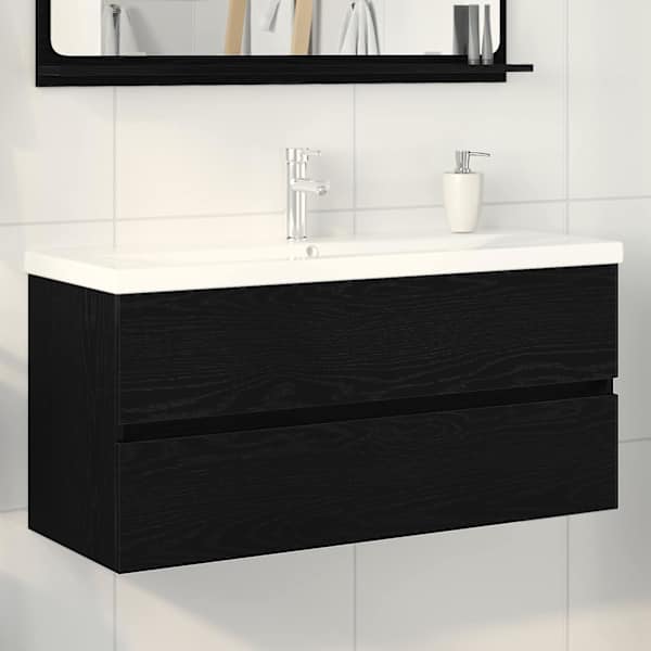 Vannitoa kraanikausi kapp Must tamm 100 × 39 × 62 cm Tehispuit