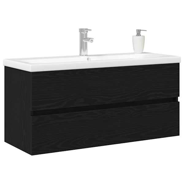 Vannitoa kraanikausi kapp Must tamm 100 × 39 × 62 cm Tehispuit