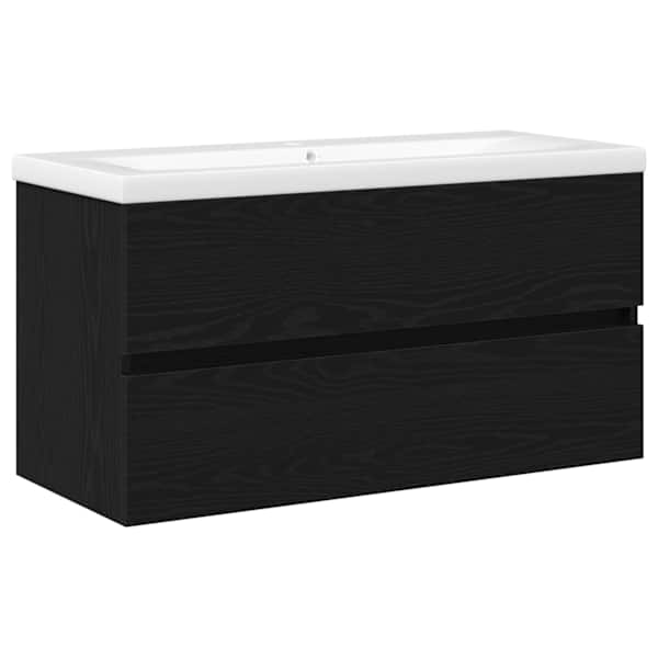 Vannitoa kraanikausi kapp Must tamm 90 × 39 × 62 cm Tehispuit
