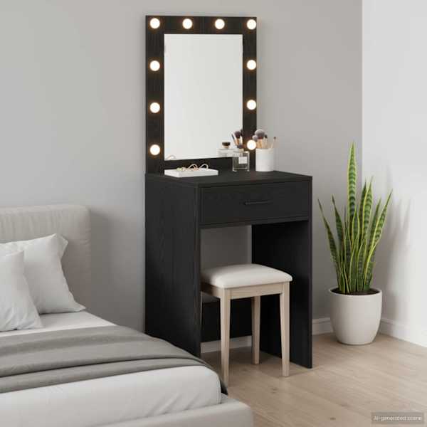 Riietumislaud Must tamm 50 × 41 × 135 cm Tehispuit