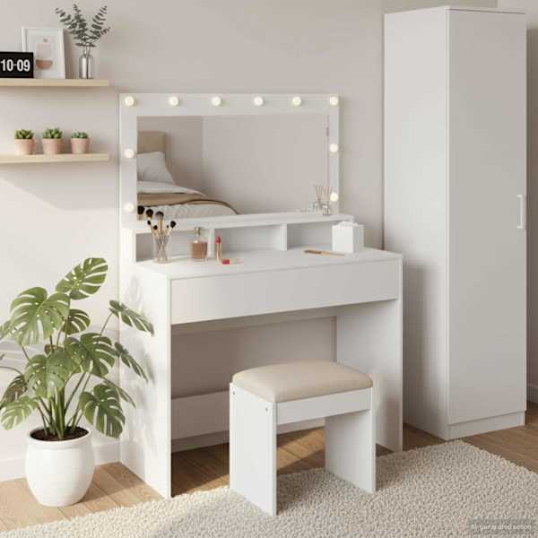 Riietumislaud Valge 100 × 41 × 135 cm Tehispuit