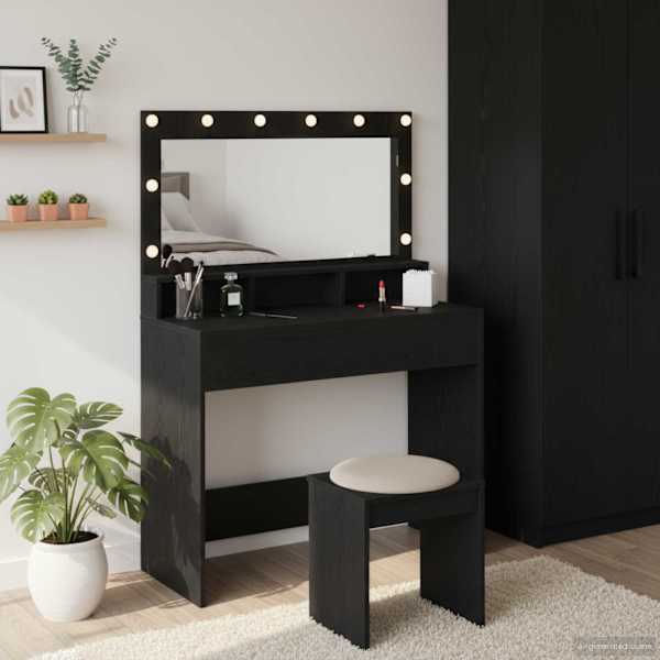 Riietumislaud Must tamm 100 × 41 × 135 cm Tehispuit