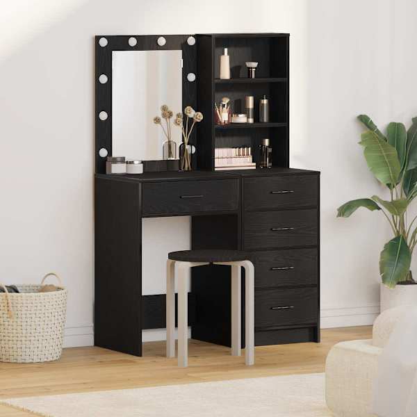 Riietumislaud 2 tk Must 50 × 41 × 135 cm Tehispuit