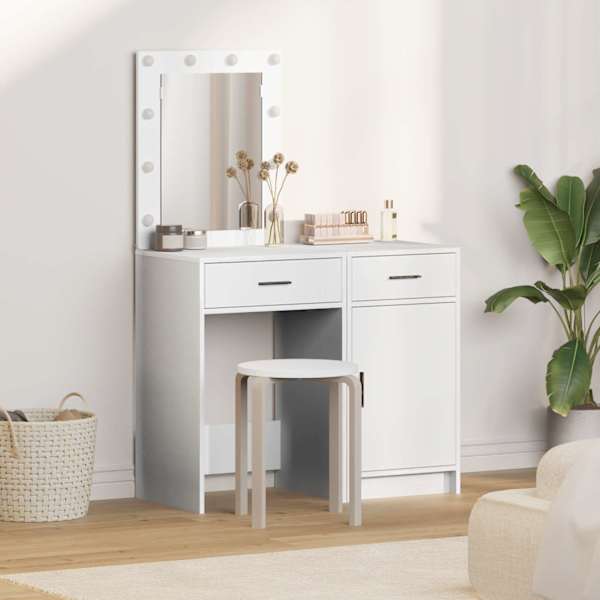 Riietumislaud 2 tk Valge 50 × 41 × 135 cm Tehispuit