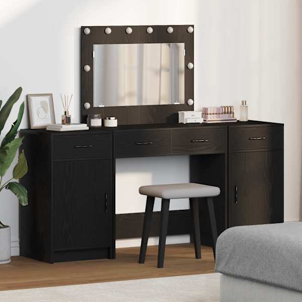 Riietumislaud 3 tk Must 78,5 × 41 × 135 cm Tehispuit