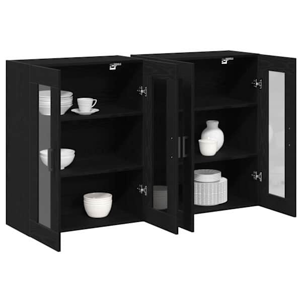 Seinakapid 2 tk Must tamm 69,5 × 34 × 90 cm Tehispuit
