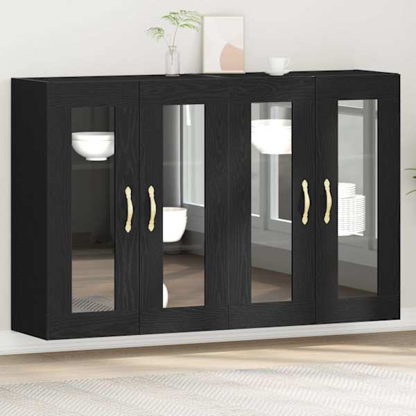 Seinakapid 2 tk Must tamm 69,5 × 34 × 90 cm Tehispuit