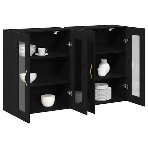Seinakapid 2 tk Must tamm 69,5 × 34 × 90 cm Tehispuit