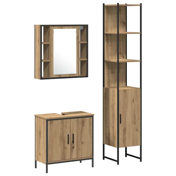 Vannitoa valamud 3 tk Pruun 33 × 33 × 185,5 cm Tehispuit