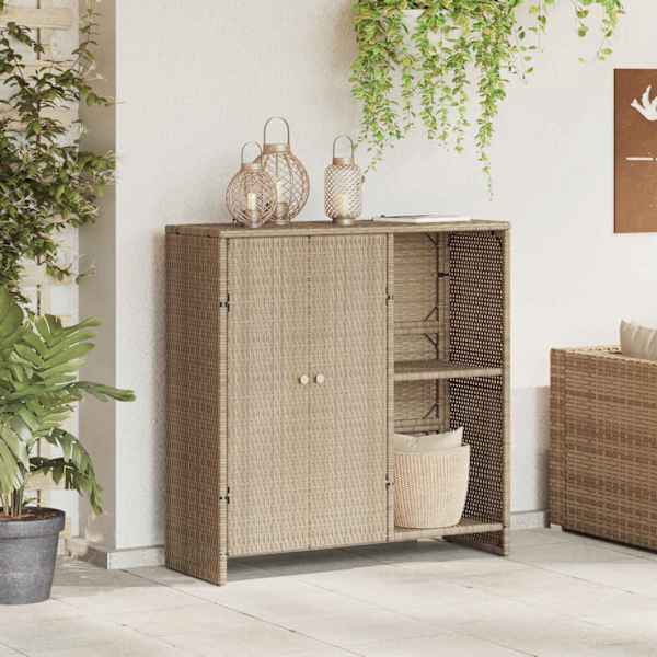 Hoiukapp riiuliga ladustamisega Beež 100 × 36 × 102 cm Rotang