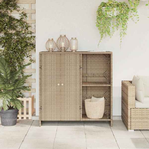 Hoiukapp riiuliga ladustamisega Beež 100 × 36 × 102 cm Rotang