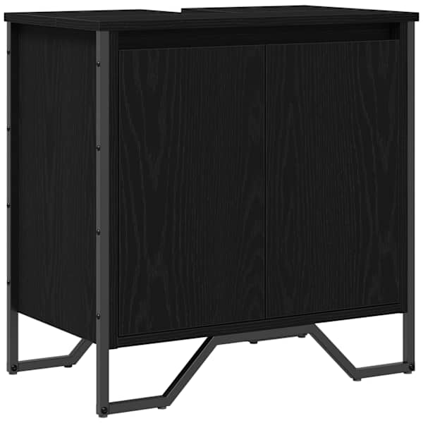Vannitoa kraanikausi kapp Must tamm 60 × 35 × 60 cm Tehispuit