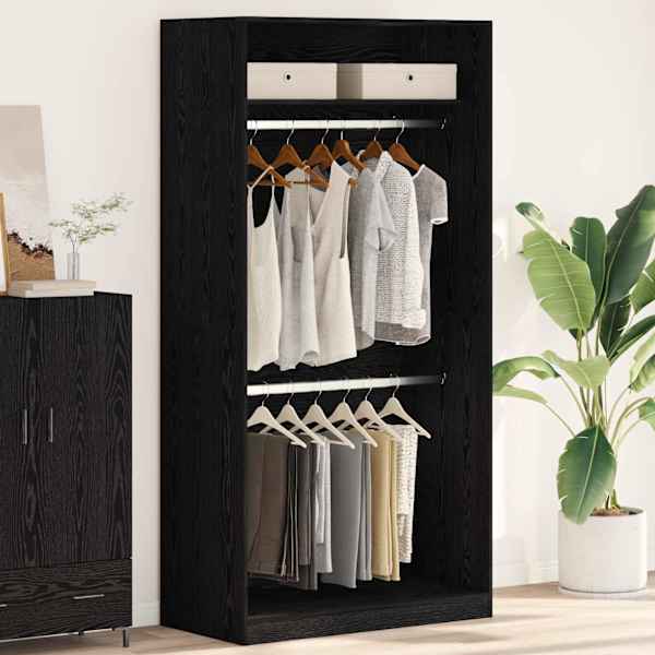 Garderoobikapp Must tamm 100 × 50 × 200 cm Tehispuit