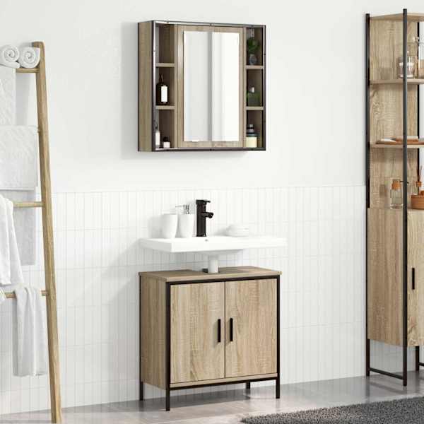 Vannitoa mööbleset 2 tk Pruun 60 × 30 × 60 cm Tehispuit