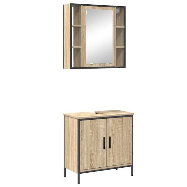 Vannitoa mööbleset 2 tk Pruun 60 × 30 × 60 cm Tehispuit