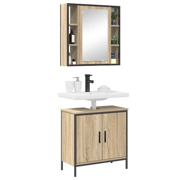 Vannitoa mööbleset 2 tk Pruun 60 × 30 × 60 cm Tehispuit