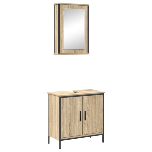 Vannitoa mööbleset 2 tk Pruun 60 × 30 × 60 cm Tehispuit