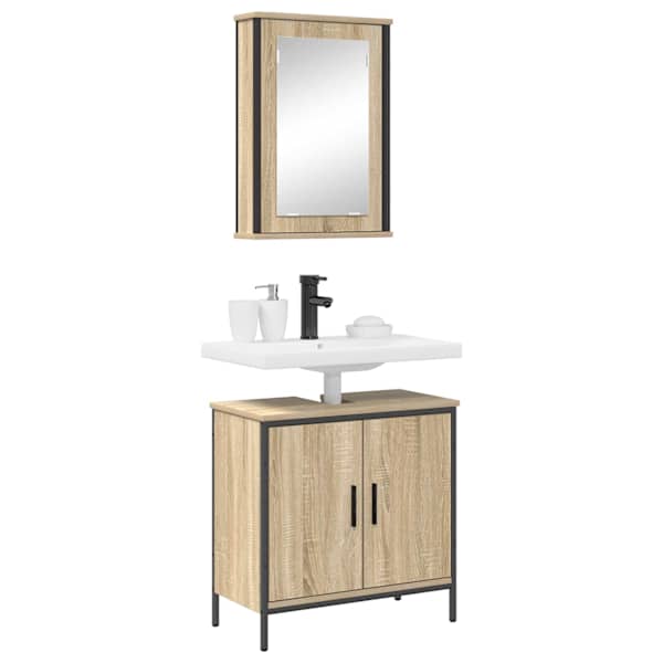 Vannitoa mööbleset 2 tk Pruun 60 × 30 × 60 cm Tehispuit