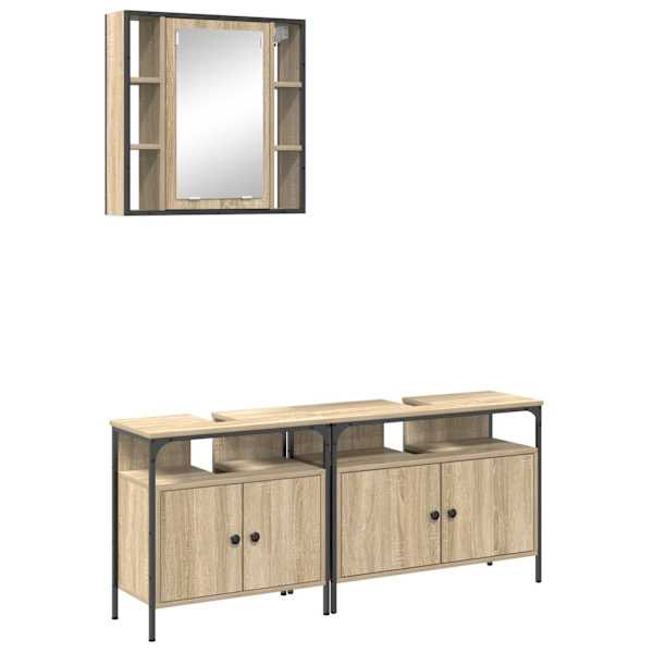 Vannitoa mööbleset 3 tk Pruun 80 × 30 × 60 cm Tehispuit