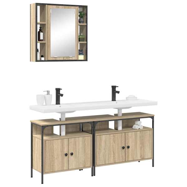 Vannitoa mööbleset 3 tk Pruun 80 × 30 × 60 cm Tehispuit