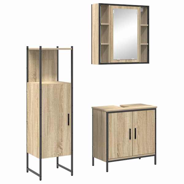 Vannitoa mööbleset 3 tk Pruun 60 × 30 × 60 cm Tehispuit