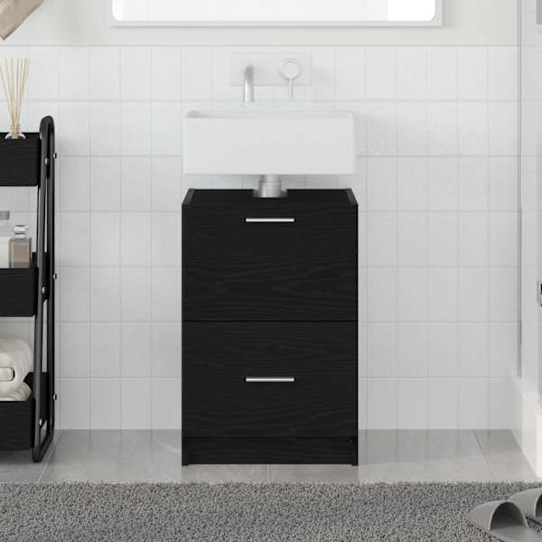 Vannitoa kapp Must tamm 40 × 37 × 59 cm Tehispuit