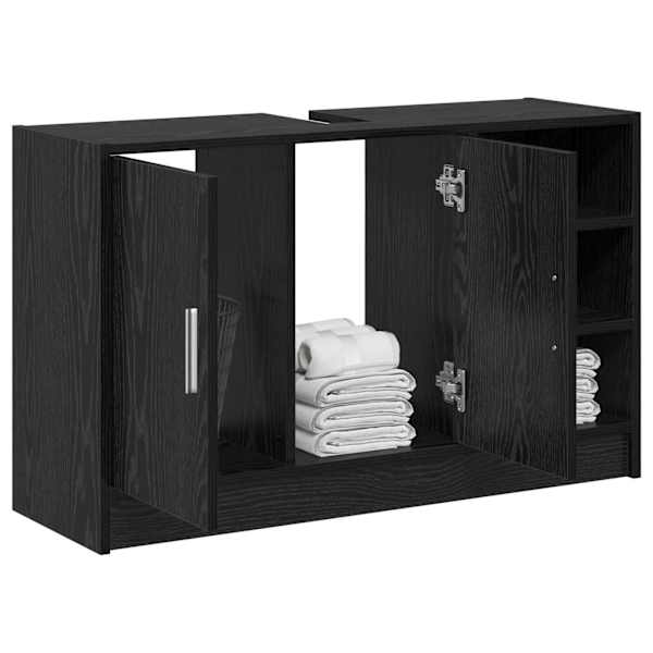 Vannitoa kapp Must tamm 90 × 29 × 55 cm Tehispuit