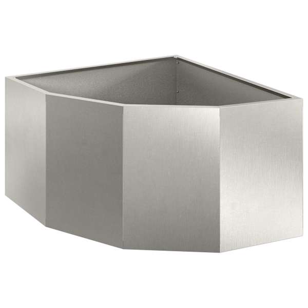 Nurga lillepott 60 × 60 × 35 cm, roostevaba teras – hõbedane