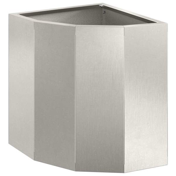Nurga lillepott 30 × 30 × 35 cm, roostevaba teras – hõbedane