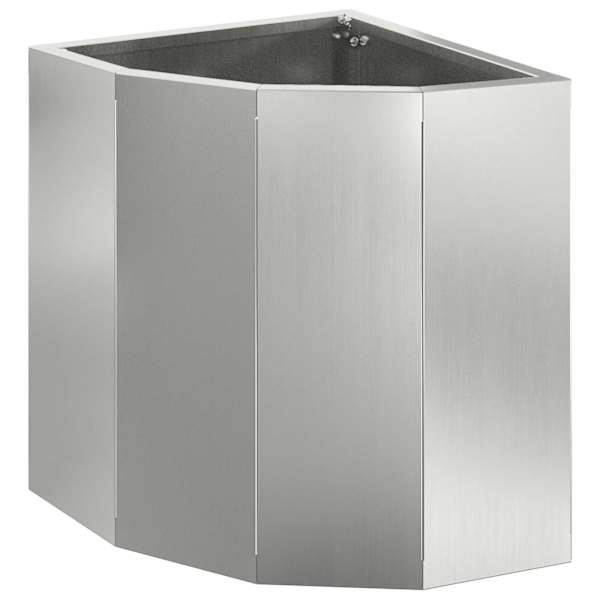 Nurga lillepott 30 × 30 × 35 cm, tsingitud teras – hõbedane