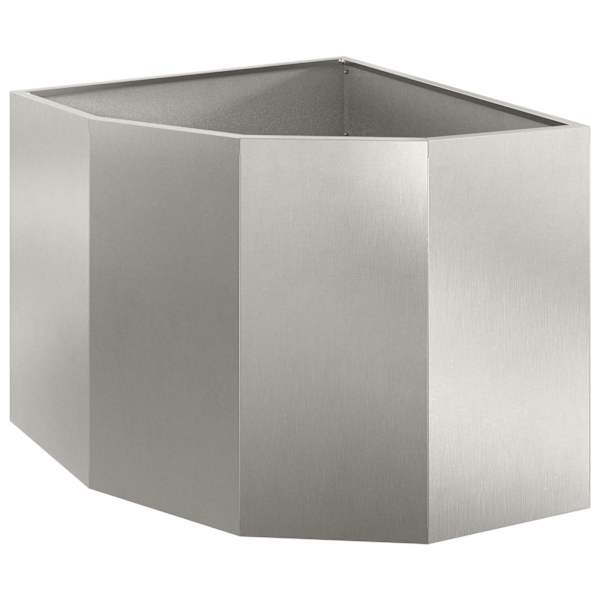 Nurga lillepott 60 × 60 × 50 cm, roostevaba teras – hõbedane